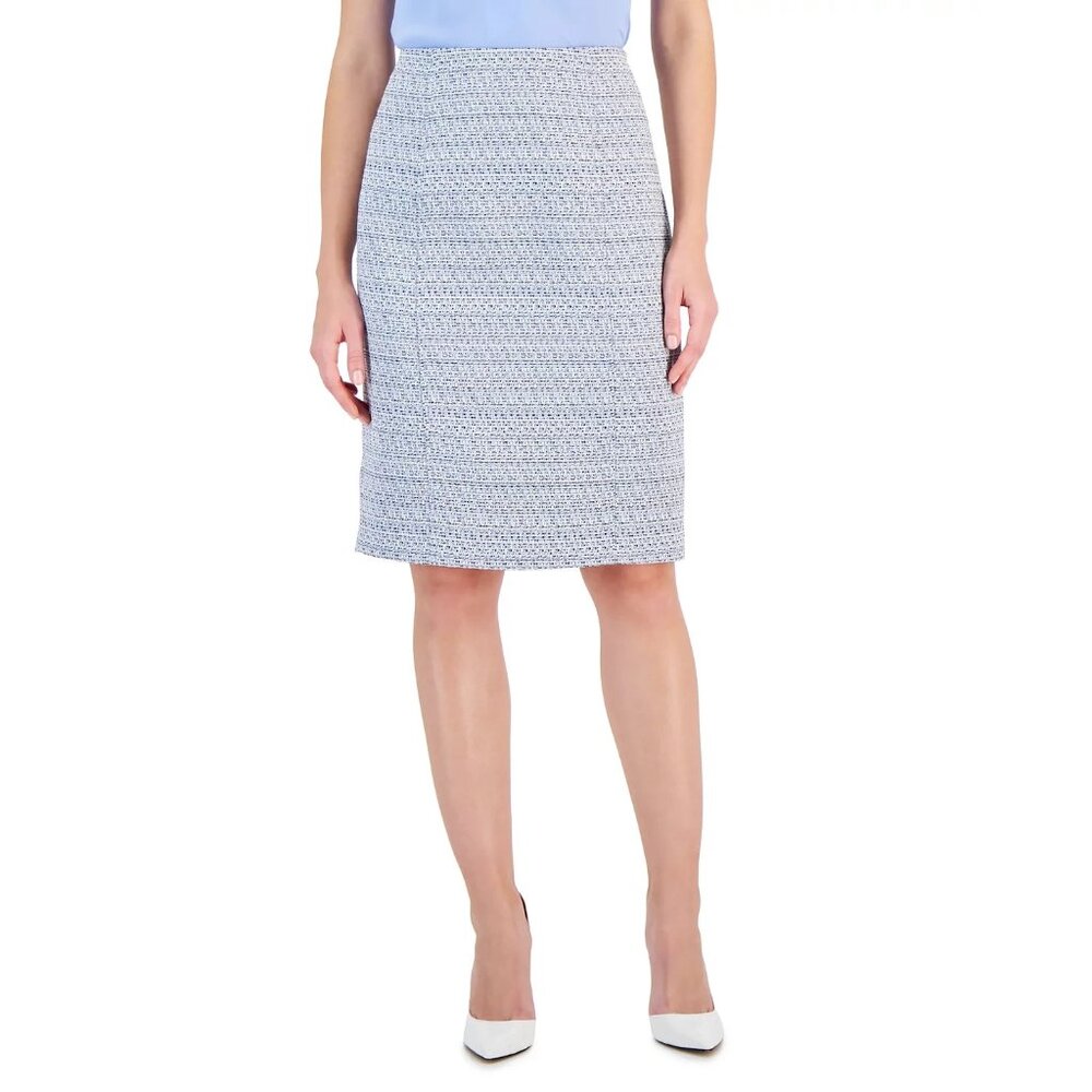 Kasper Women's Seamed Knee-Length Pencil Tweed Skirt Size 16